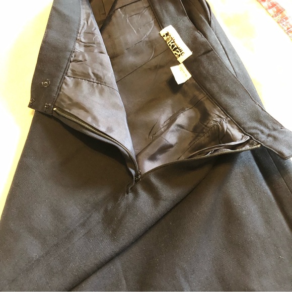 Vintage Ports international navy virgin wool high waisted pencil skirt - Picture 8 of 9